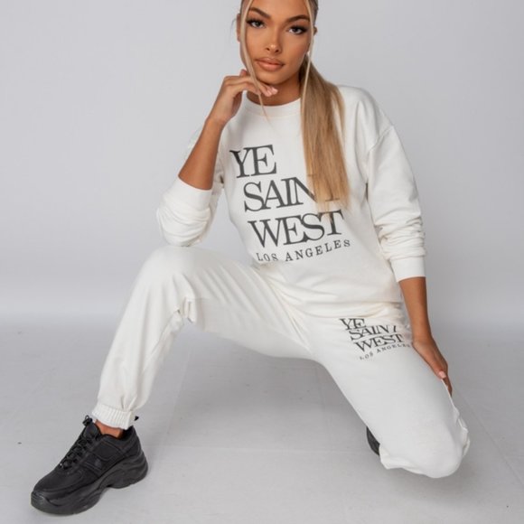 NWT White Ye Saint West Sweatshirt & Jogger Lounge - Picture 2 of 8